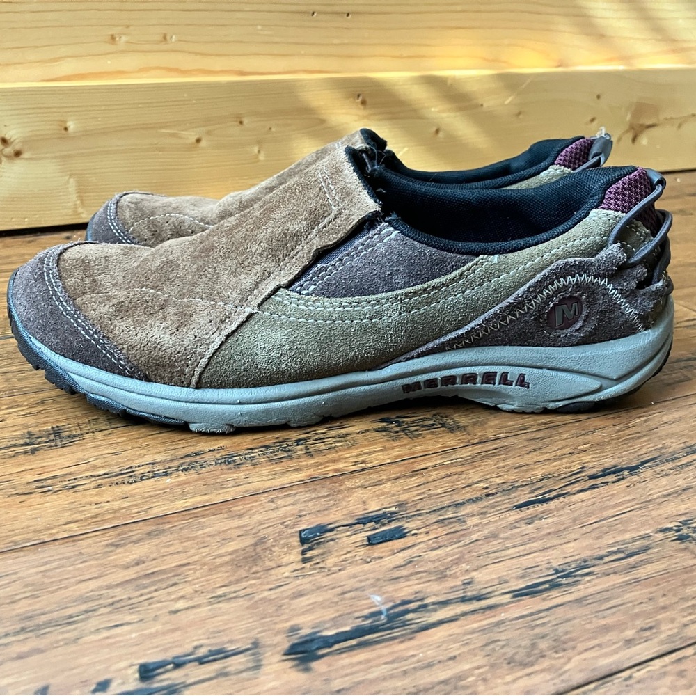 Merrell Women’s Kamori Loafers slip-on shoes Brown Earth Suede Sz 7.5